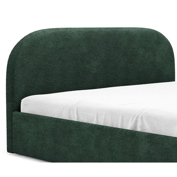 Gutto Letto Imbottito Su Misura Moon Verde Scuro 140X200 Rete A Doghe In Legno Tessuto Boucle Teddy Di Alta Qualità Letto Senza Rete E Contenitore-image