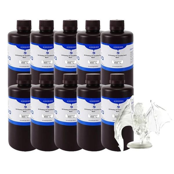 Resina Uv Per Stampa 3D, Formula Ad Alta Precisione E A Polimerizzazione Rapida, 10 Kg Trasparente-image