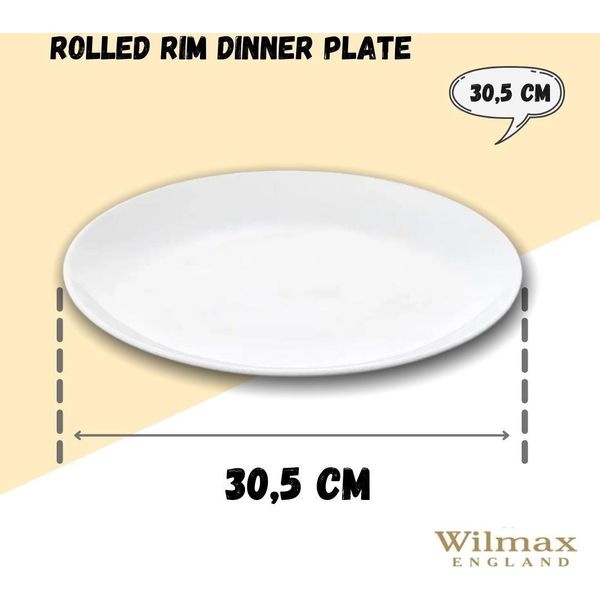 Piatto In Porcellana Wilmax, Rotondo Con Bordo Arrotolato, 30,5 Cm, WL-991024/A-image