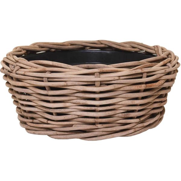 Vivanno Cestino Decorativo In Rattan Bojo Rotondo, Intrecciato Naturale - 56X26 Cm-image