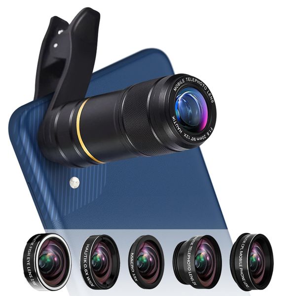 Set Di Lenti Universali Per Smartphone Teleobiettivo, Fisheye, Grandangolo, 2 Macro-image
