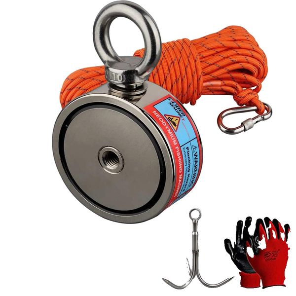 Gancio Magnetico Al Neodimio, Forza Totale 500KG, Bifacciale, D75Mm 250KG 2 Lati, Forza Di Trazione Magnetica-image