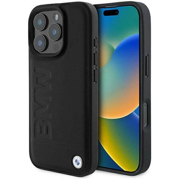 Bmw Bmhcp16Xsllbk Iphone 16 Pro Max 6.9Czarny/Nero Custodia Rigida In Pelle Timbro A Caldo-image