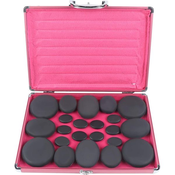Set Per Massaggio Con Pietre Calde, Pietre Di Basalto, Scatola Di Riscaldamento Da 60W Inclusa, Nero-image
