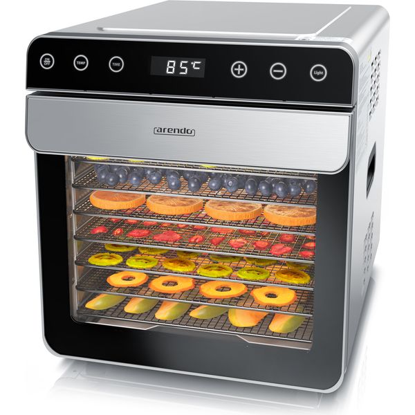 Arendo Disidratatore In Acciaio Inox, Controllo Della Temperatura Da 35° A 85°C, Disidratatore, Disidratatore, 700 W, 8 Ripiani, Disidratatore Di Frutta, Pesce, Carne, Timer 0,5-24 Ore-image