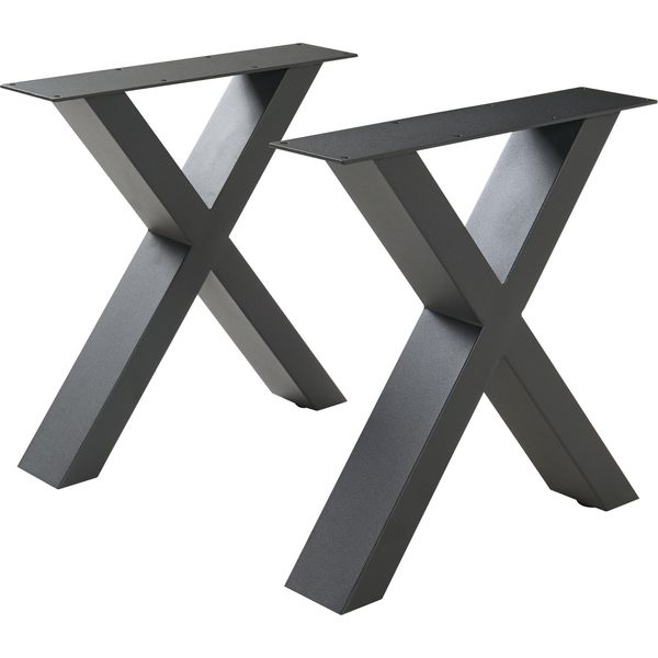 Set Di 2 Telai Da Tavolo 'Maribo' Per Tavolino Panca Sgabello Acciaio 42 X 40 Cm Nero-image