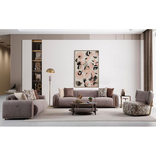 Suite Da Salotto Grigia Poltrona Moderna A Quattro Posti Elegante Poltrona A 3 Posti-image