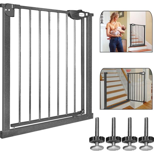 Yuenfong Cancelletto Di Sicurezza Per Porte Senza Foratura, Cancelletto Autochiudente Per Bambini, Apertura Bidirezionale A 180°, Nero, Larghezza 75-85 Cm-image