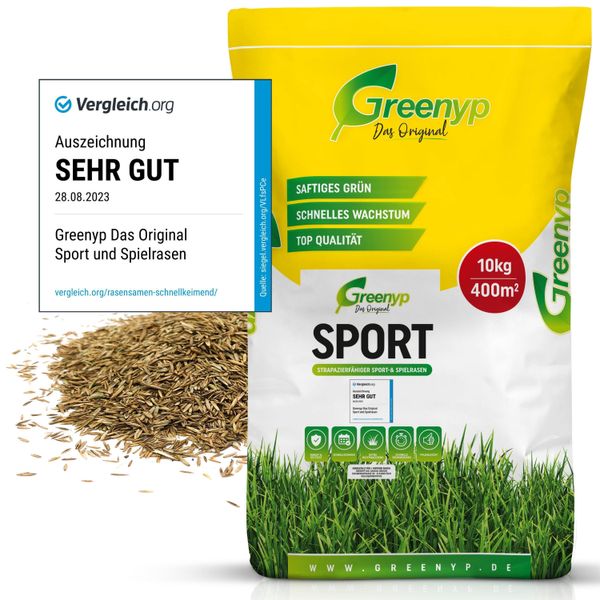 Greenyp® Sport I Tappeto Erboso Sportivo E Da Gioco Resistente I 10 Kg Per 400 M² I Tappeto Erboso Sportivo Seme Di Prato Seme Di Prato Semina Di Prato Risemina Veloce-image