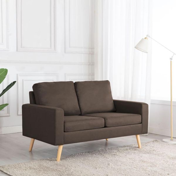 The Living Store Divano A 2 Posti In Tessuto Marrone-image