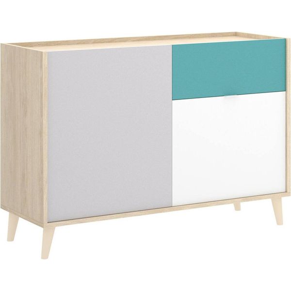 Dmora Credenza Ascot 43X105X75H Cm Bianco, Un Cassetto 3 Vani-image