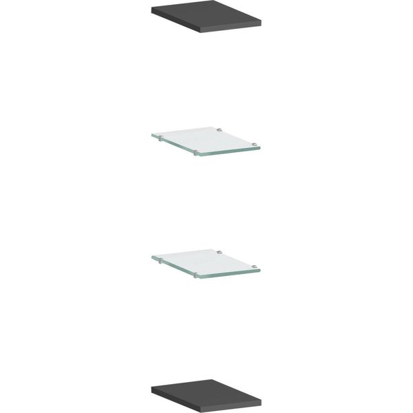 Dmora Mensola Ema 27X20X2H Cm Nero Antracite, 4 Ripiani Materiale Struttura In Vetro Italy-image