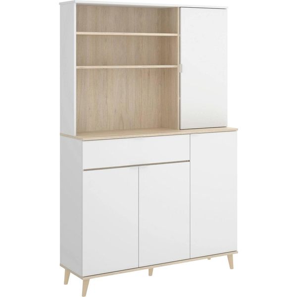 Dmora Credenza Aeris 40X120X191H Cm Bianco, Un Cassetto 13 Vani-image