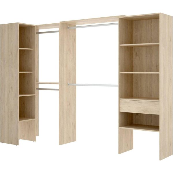 Dmora Guardaroba Grande Florita 79.4X187H Cm Marrone Rovere, Appendiabiti 8 Vani-image