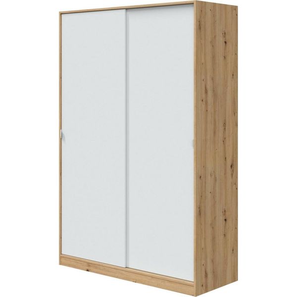 Dmora Guardaroba 2 Ante Adrenalin 50X200H Cm Marrone Rovere Nodi, Appendiabiti 2 Ante-image
