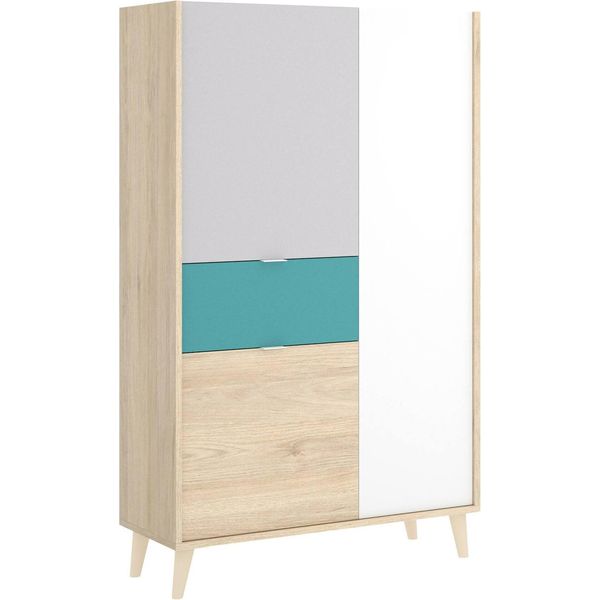 Dmora Credenza Archimede 43X81X137H Cm Bianco, Un Cassetto 4 Vani-image