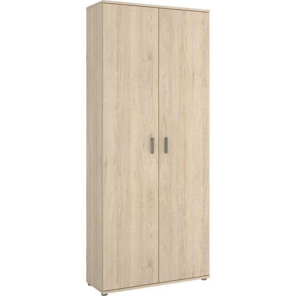 Dmora Armadio Multiuso 2 Ante Arna 35X190H Cm Marrone Rovere, 2 Ante Portascope-image