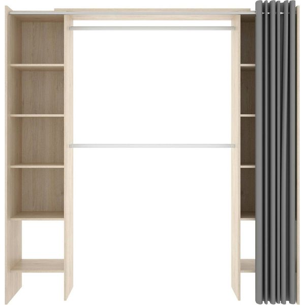 Dmora Guardaroba Grande Arim 50X205H Cm Marrone Rovere, Appendiabiti 5 Vani-image