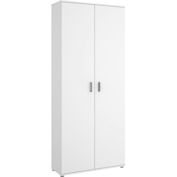 Dmora Armadio Multiuso 2 Ante Arna 35X190H Cm Bianco, 2 Ante Portascope-image