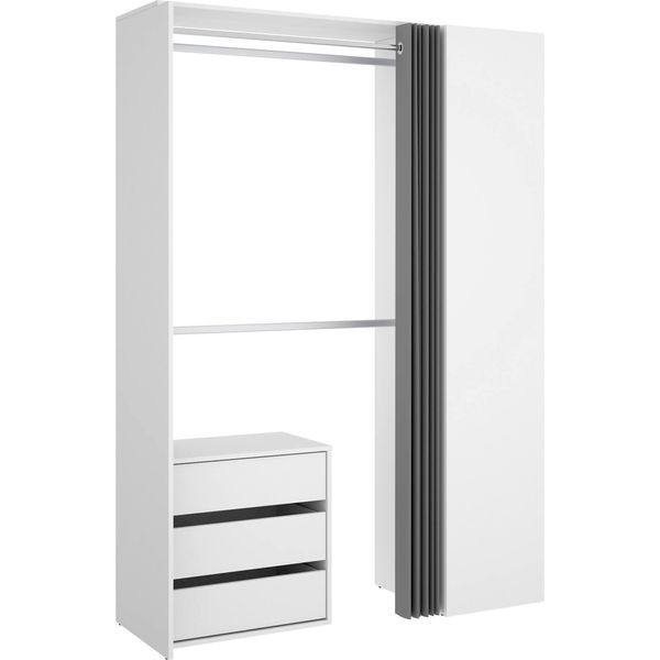 Dmora Guardaroba Grande Annuck 52X205H Cm Bianco, Appendiabiti 5 Vani-image