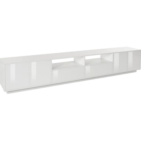Dmora Mobile Porta Tv Albak 41X260X46H Cm Bianco Lucido, Apertura Battente 6 Vani Italy-image