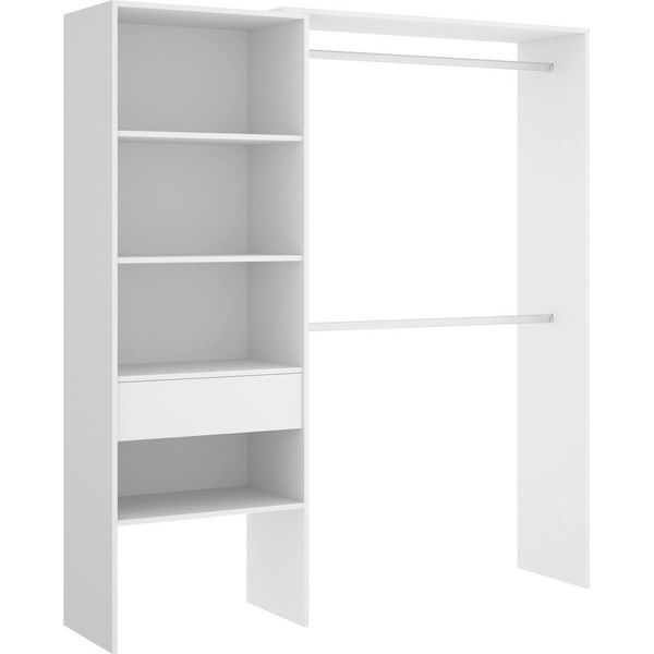 Dmora Guardaroba Grande Fauno 40X187H Cm Bianco, Appendiabiti Un Cassetto-image