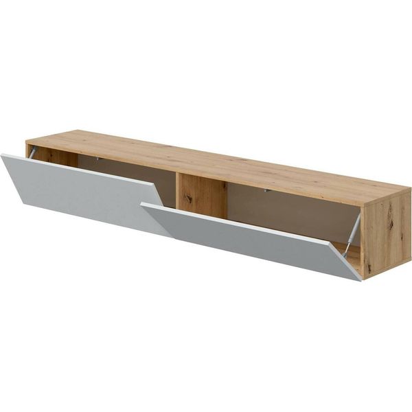 Dmora Mobile Porta Tv Senectus 34.5X180X28H Cm Bianco, 2 Vani 2 Ante-image