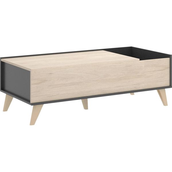 Dmora Tavolino Da Salotto Alexius 60X99X41H Cm Nero Antracite, Un Vano Vano Portaoggetti-image