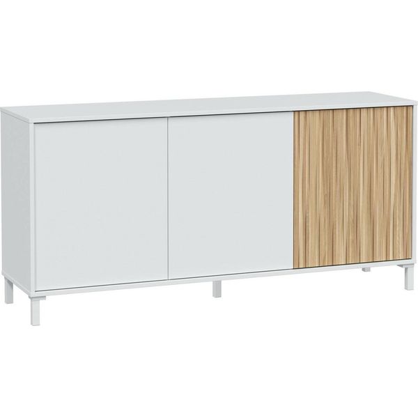 Dmora Credenza Ametista 40X154X74H Cm Bianco, Apertura Push Pull 3 Ante-image
