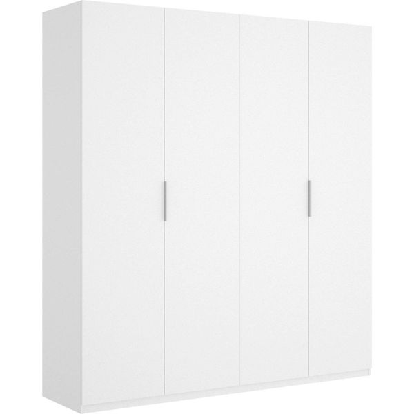 Dmora Guardaroba Grande Iuventas 52X204H Cm Bianco Bianco Lucido, Appendiabiti 4 Ante-image