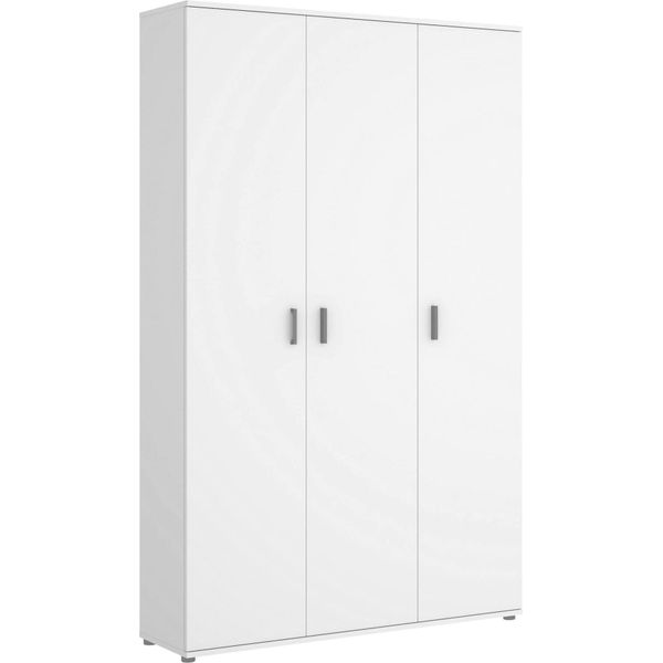 Dmora Armadio Multiuso Grande Aniello 35X190H Cm Bianco, 3 Ante Portascope-image