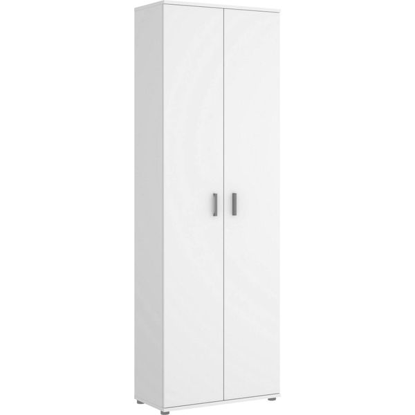 Dmora Armadio Multiuso 2 Ante Aixam 35X190H Cm Bianco, 2 Ante 4 Vani-image