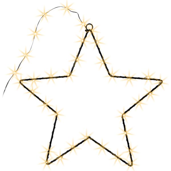 Stella Decorativa A Led Con 50 Led Dorati - Circa 50 Cm - In-Outdoor Con Batteria E Timer-image