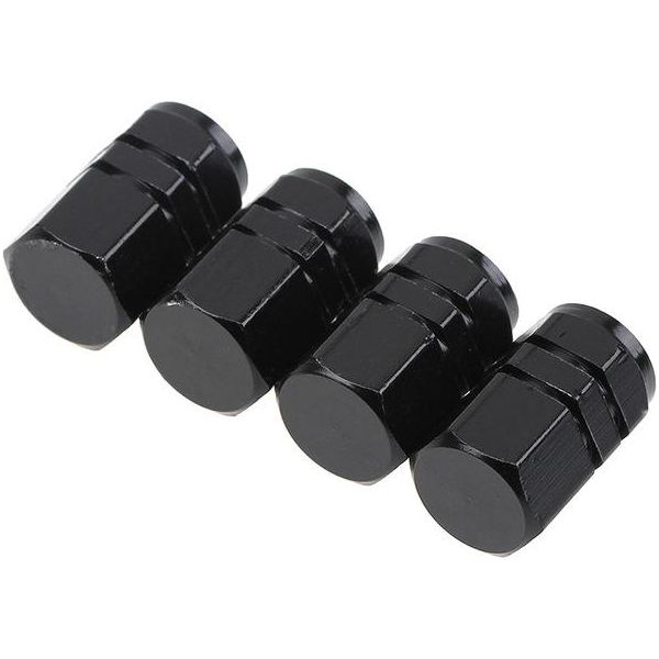 4 Pezzi Colorati In Lega Di Alluminio Tire Valve Cap Automobile Esagono Ruota Pneumatici Auto Accessori Decorativi Nero-image