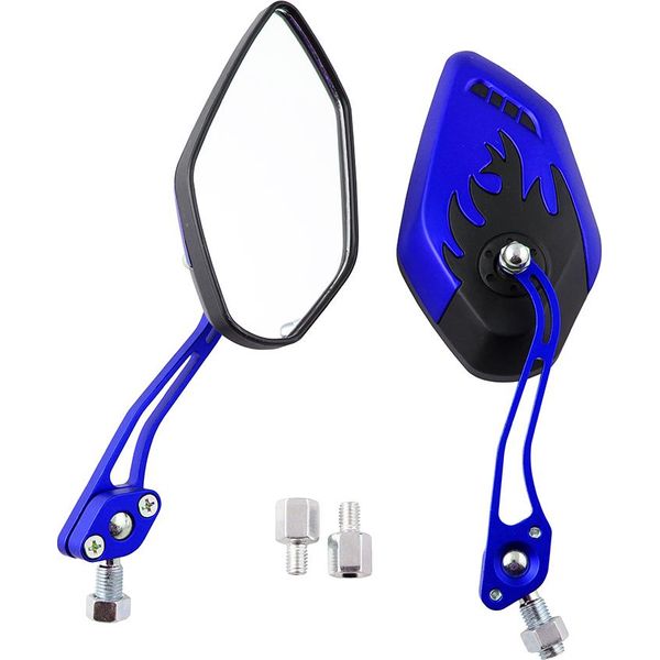 1 Coppia 8/10Mm Universale Moto Specchio Retrovisore Laterale Fresco Moto Blu-image