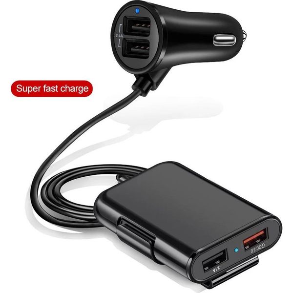 40W 8A Qc3.0 Fast Charger 1 A 4 Sedili Anteriori Posteriori Fast Charging Adapter Usb Multi-Port Charging Con Cavo Nero-image