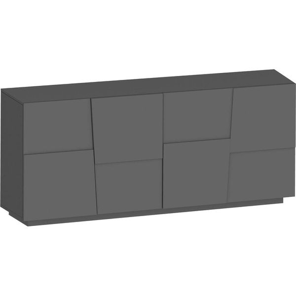 Dmora Credenza Arda 44X200X86H Cm Nero Antracite, Apertura Battente 4 Vani Italy-image