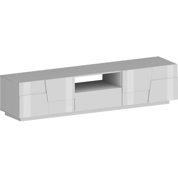 Dmora Mobile Porta Tv Maestrale 44X220X46H Cm Bianco, Apertura Battente 3 Vani Italy-image