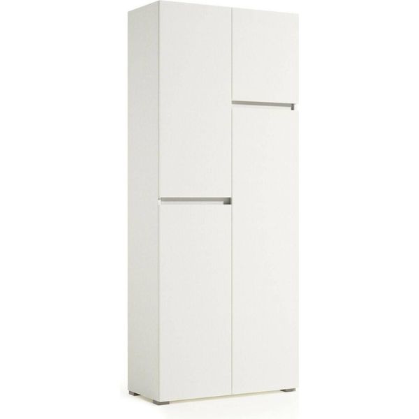 Dmora Armadio Multiuso Grande Attiniaro 37X195H Cm Bianco, 4 Ante Portascope Italy-image