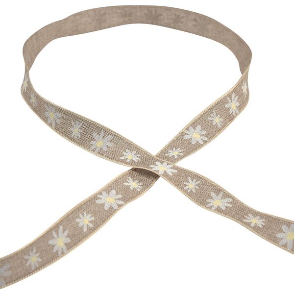 Nastro Regalo Fiori Marrone Bianco Decorativo 15Mm 15M Casa Di Campagna Decorazione Estiva-image