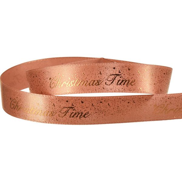 Esclusivo Nastro Di Natale Tempo Di Natale Rosso Marrone Oro 15Mm 20M Nastro Regalo Decorazione-image