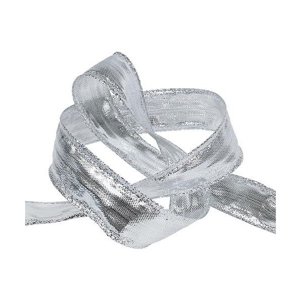Nastro Decorativo Argento Con Bordo A Filo 25Mm X 25M Natale-image