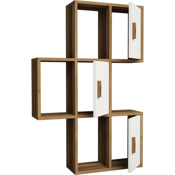 Dmora Mensola Arsie 20X50X112.6H Cm Marrone Noce, 6 Ripiani Colore Struttura Bianco-image