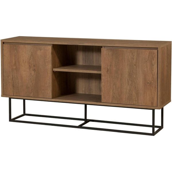 Dmora Credenza Levante 36X140X72H Cm Marrone Noce, Apertura Battente 3 Ante-image