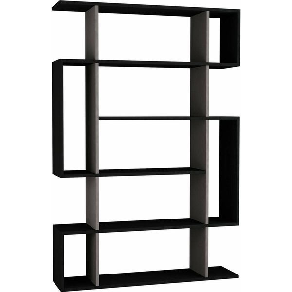 Dmora Libreria Agamermis 25.5X110X161H Cm Nero, 4 Ripiani Portata Ripiani 25-image