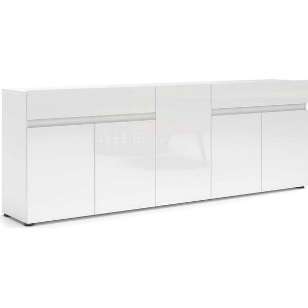 Dmora Credenza Elenia 38X225X79H Cm Bianco, 2 Cassetti 6 Vani Italy-image