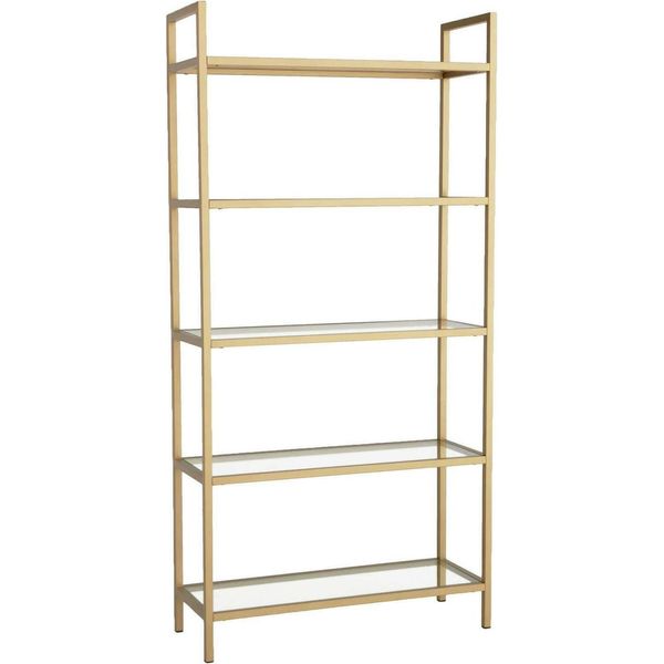Dmora Libreria Stratonice 30X80X165H Cm Oro, 5 Ripiani Portata Ripiani 35-image