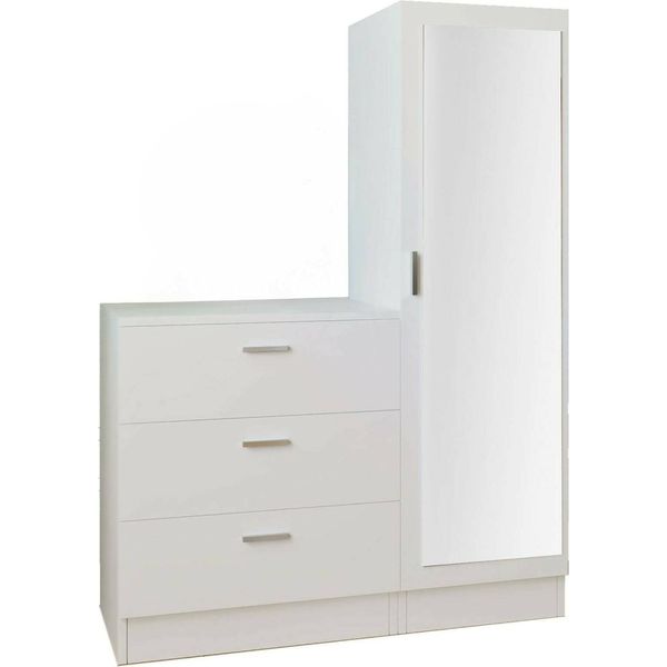 Dmora Mobile Da Ingresso Jaime 47X60X72H Cm Bianco, Specchio Incluso Appendiabiti-image