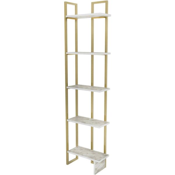 Dmora Libreria Giraffa 21.6X45.2X180H Cm Bianco, 5 Ripiani Portata Ripiani 25-image