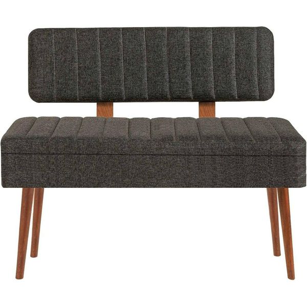 Dmora Panca Salento 39X90X40H Cm Marrone Noce, Peso Supportato 150 Kg Colore Rivestimento Nero-image
